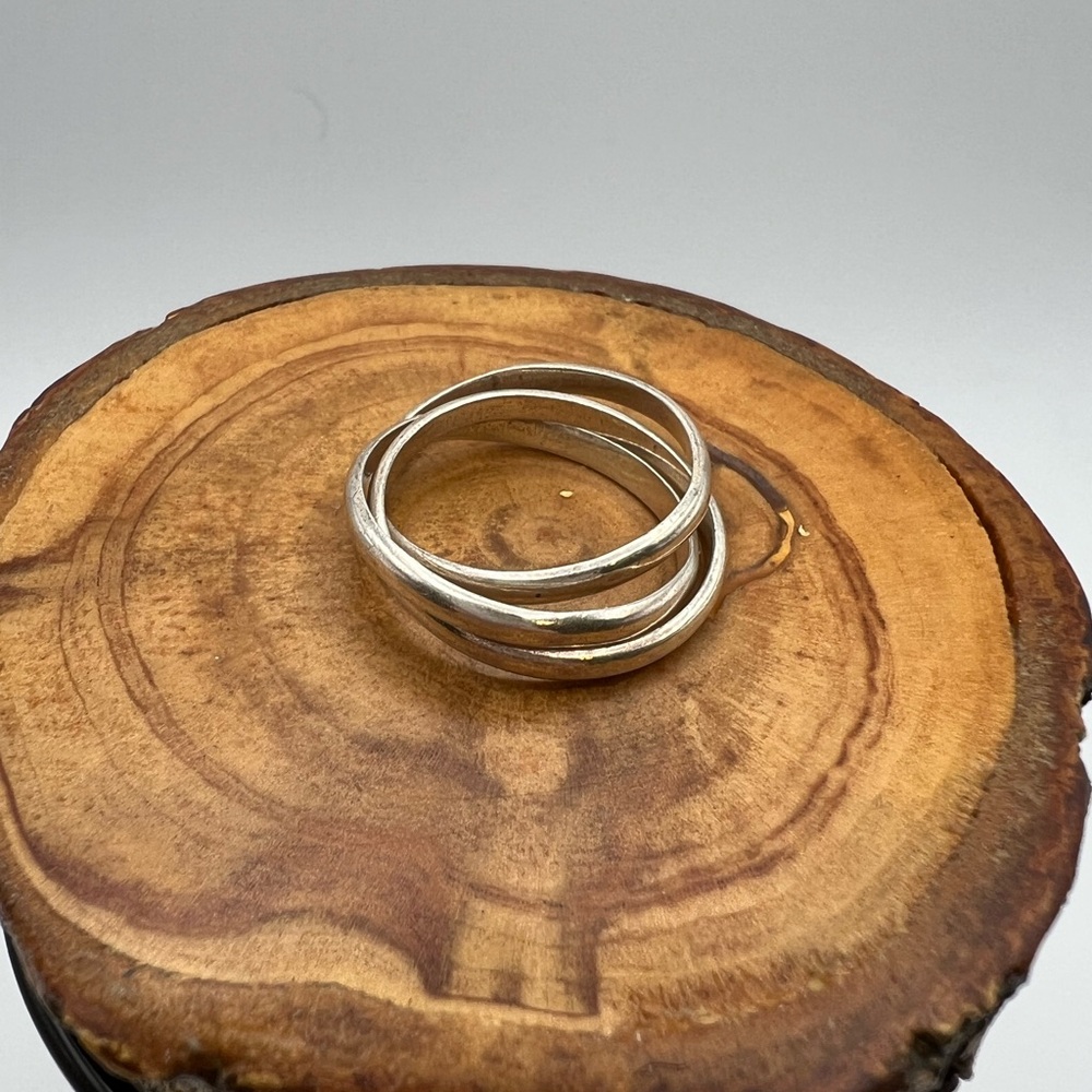 Triple Interlocking Sterling Silver Rings - Size … - image 3